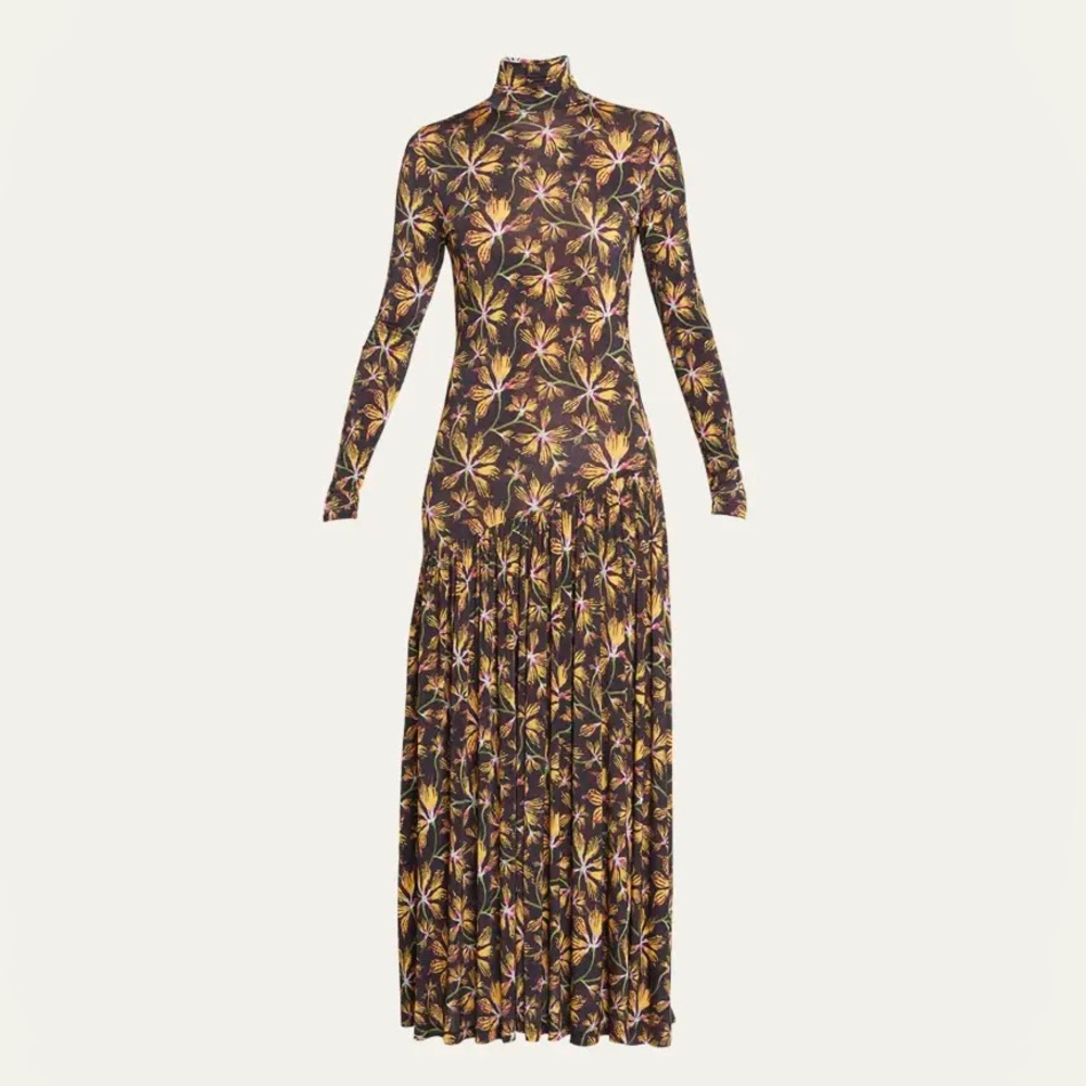 ULLA JOHNSON
Fernanda Floral Pleated Asymmetric Midi Dress